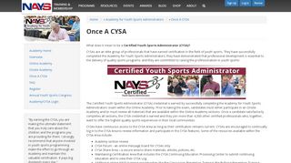 
                            3. Once A CYSA - National Alliance for Youth Sports