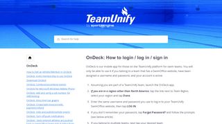 
                            4. OnDeck: How to login / log in / sign in - TeamUnify Knowledge ...