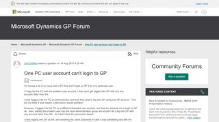 
                            1. One PC user account can't login to GP - Microsoft …