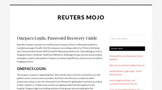
                            5. Onepacs Login, Password Recovery Guide - Reuters Mojo