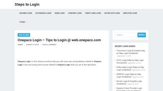 
                            1. Onepacs Login – Tips to Login @ web.onepacs.com | Steps to Login