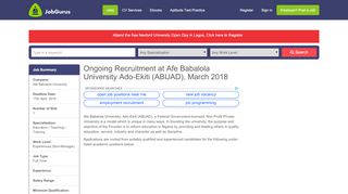 
                            8. Ongoing Recruitment at Afe Babalola University Ado-Ekiti (ABUAD ...