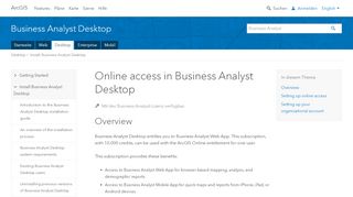 
                            9. Online access in Business Analyst Desktop ... - ArcGIS Online