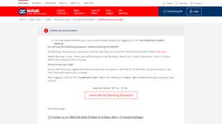 
                            2. Online access to Loans - Kotak Mahindra Bank