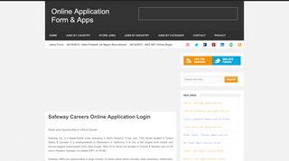 
                            8. Online Application Form & Apps: Safeway Careers Online ...