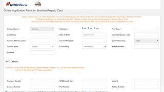 
                            2. Online Application Form for Janmitra Prepaid Card - ICICI Bank