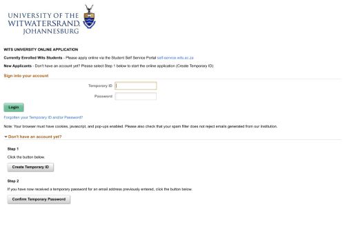 
                            2. Online Applications - Wits University