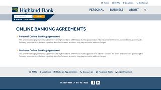 
                            8. Online Banking Agreements - Highland Bank