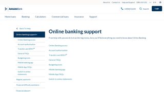 
                            2. Online Banking support - Adelaide Bank