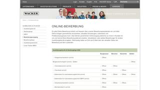 
                            1. Online-Bewerbung - Wacker Chemie AG