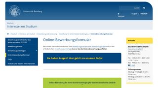 
                            2. Online-Bewerbungsformular - Uni Bamberg