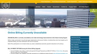 
                            9. Online Billing Currently Unavailable | City of Toledo