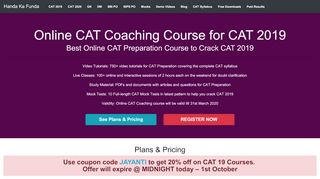 
                            5. Online CAT Coaching Course for CAT 2019 - handakafunda.com
