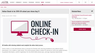 
                            5. Online Check-In for 2019-20 school year open through Aug 11 ...