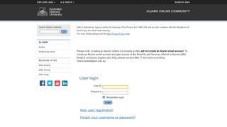 
                            4. Online Community Login - Alumni - ANU