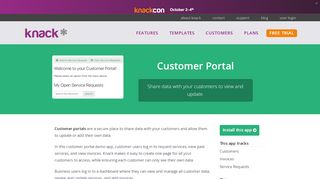 
                            1. Online database and workflow templates: Customer Portal - Knack