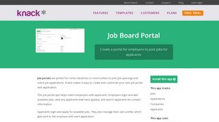 
                            2. Online database and workflow templates: Job Board Portal - Knack