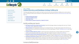 
                            7. Online Directory and Database Listing: CalRecycle