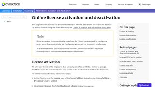 
                            2. Online license activation and deactivation | AppMon ... - Dynatrace