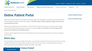 
                            10. Online Patient Portal - Kootenai Health