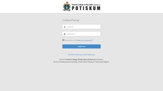 
                            2. Online Portal - Federal College of Education (Technical), Potiskum