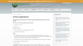
                            3. Online registrations - CORPORATE AFFAIRS …