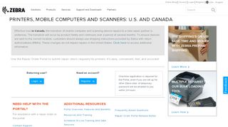 
                            2. Online Repair Request: U.S. and Canada | Zebra