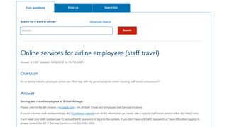 
                            7. Online services for airline employees - Find Answers