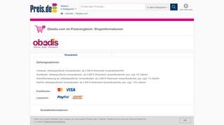 
                            8. Online Shop Obadis.com im Preisvergleich | PREIS.DE