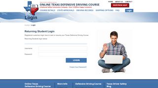 
                            1. OnlineTxDefensiveDrivingCourse.com - Student Log In