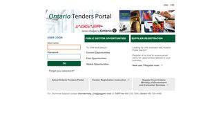 
                            9. Ontario Tenders Portal - Login Page