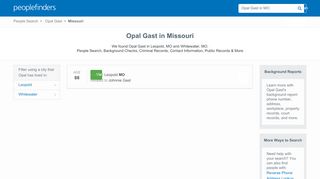 
                            1. Opal Gast in Missouri - 1 Background Report | PeopleFinders