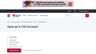 
                            6. Open an E-Toll Account | Service NSW