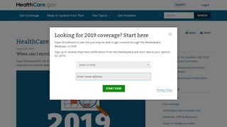 
                            6. Open Enrollment for 2019 Marketplace coverage is a few months ...