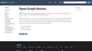 
                            4. Open Graph Stories - Sharing - Facebook for Developers