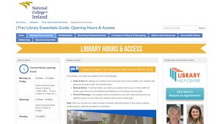 
                            2. Opening Hours & Access - LibGuides - National College of Ireland
