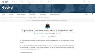 
                            6. Operations Dashboard and ArcGIS Enterprise 10.6 | GeoNet, The Esri ...