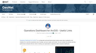 
                            9. Operations Dashboard for ArcGIS - Useful Links | GeoNet, The Esri ...