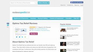 
                            8. Optima Tax Relief Reviews - Legit or Scam? - Reviewopedia