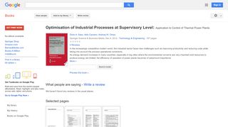 
                            7. Optimisation of Industrial Processes at Supervisory Level: ...