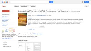 
                            5. Optimization of Pharmaceutical R&D Programs and Portfolios: ...