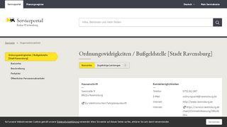 
                            4. Ordnungswidrigkeiten / Bußgeldstelle [Stadt Ravensburg] - Service-BW