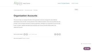 
                            4. Organization Accounts – The Aspire Registry Help Center