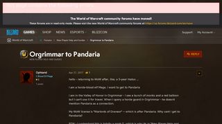 
                            1. Orgrimmar to Pandaria - World of Warcraft Forums - Blizzard ...