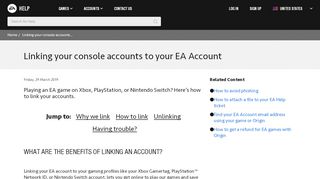 
                            4. Origin - Linking your console accounts to your EA Account