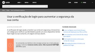 
                            9. Origin - Usar a verificação de login para ... - help.ea.com