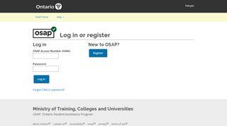 
                            4. OSAP Application - Log In - Ontario.ca