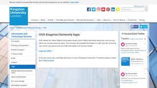 
                            1. OSIS Kingston University login - Information and Technology Services ...