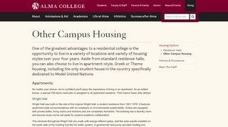 
                            4. Other Campus Housing: Housing and Residence Life: Alma College