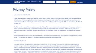 
                            7. Our Privacy Policy | Pacific Living Properties - What's Happening at PLP